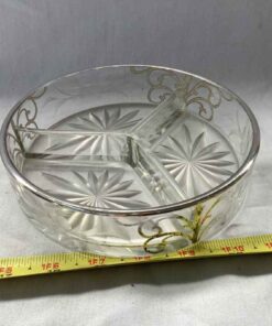 Art Nouveau Silver Overlay 3 section round cheese dish