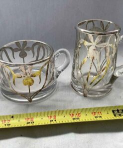 Art Nouveau Silver Overlay Cream and Sugar