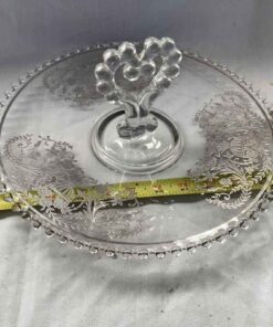 Silver Overlay Server with Handle and Candlewick Rim