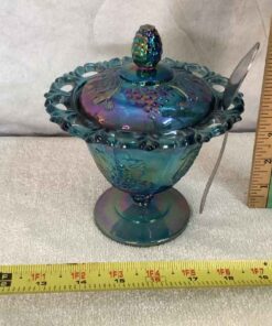 Indiana Glass Carnival Sugar Bowl/Spoon holder - Harvest Grape