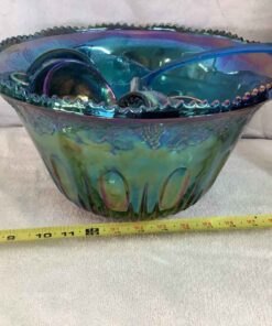 Indiana Glass Carnival Punch Bowl with 12 Glasses - Harvest Grape