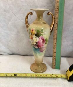 12” Vase - shades of green and yellow roses