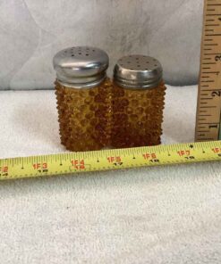 Amber Depression Glass Hobnail Salt & Pepper