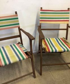 Pair of Folding Wooden Lawn Chairs