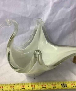 Art Glass Swan Bowl