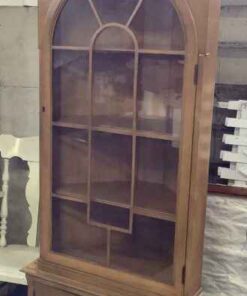Corner cabinet with 3 wooden shelves Front 27" wide by 75" high