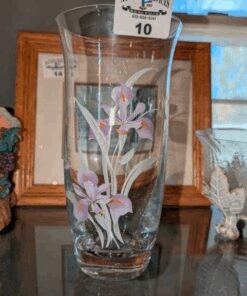 Glass Vase with Floral Overlay