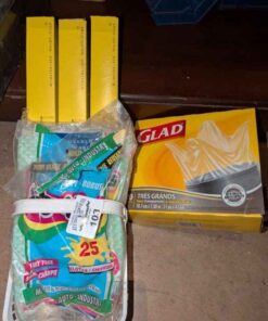 Large Glad Garbage bags, aluminum foil & cloths