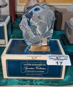 Mats Jonasson etched crystal squirrel Paperweight