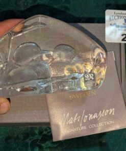 Mats Jonasson Etched crystal loons Paperweight