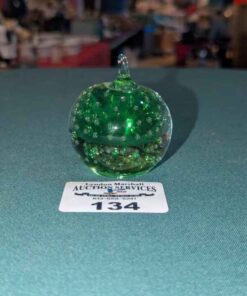 Green Apple glass paper weight with controlled bubbles