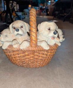 Puppies in a basket Statue