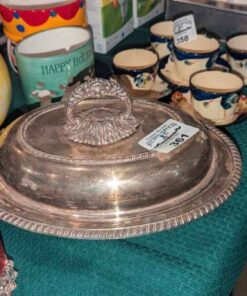 Plated Covered Serving dish with glass inserts
