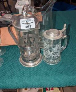Etched stein, pitcher and French press