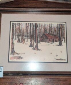 Signed in Pencil "Cabane a Sucre" framed print