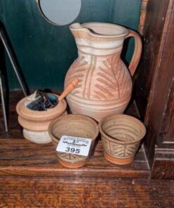 Ceramic Pitcher, cups and honey pot