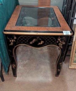 Decorative Lacquer side table with glass top insert