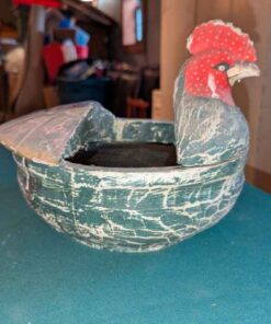 Antique Wooden Rooster plant holder