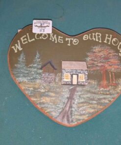 Welcome to our house tole painted heart