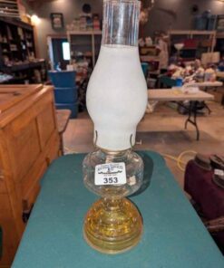 Pedestal Oil lamp with yellow toned base