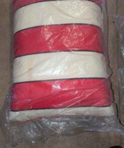 Red and Cream striped pillows