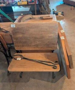 Antique Student Row desk with cast sides