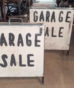 A frame metal sign stands