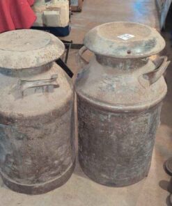 Pair of milk cans with lids