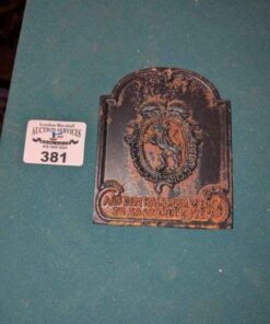 Halberg coat of arms cast iron plaque