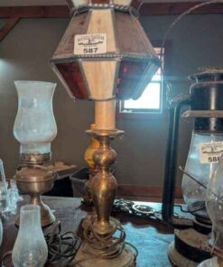 Candle Stick table lamp with stain glass shade