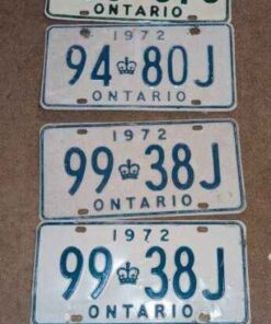 1970, '71 & '72 Ontario Lic. Plates
