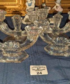 Val St. Lambert Crystal Double Armed Candle stick holders