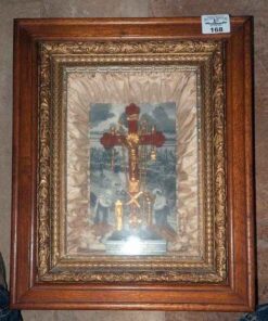 1877 "Thy Kingdom Come" Antique Crucifix Shadow Box