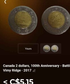 Canada 2 dollar battle of Vimy Ridge.....VF