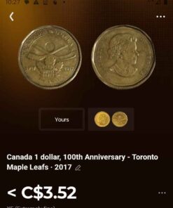 Canada $1....100 year anniversary Toronto Maple Leafs