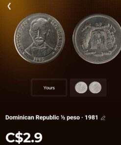 1981 Dominion Republic 1/2 peso