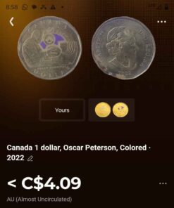 Colored Loonie Oscar Peterson...... LIMITED MINTAGE