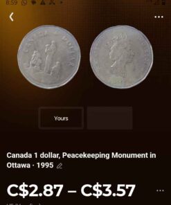 Peacekeeping monument in Ottawa 1995 Loonie
