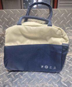 Insulated blue and tan multi use bag