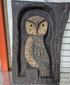 29-in tall owl wood carving