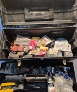 Plumbers delight toolbox with plumbing accessories