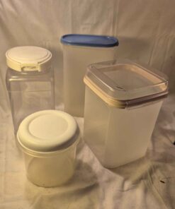 Qty 4 Tupperware and more spaghetti style storage with lifs