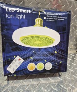 LED smart fan light with remote blue box