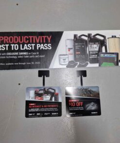 Corugated banner and 2 other promo items