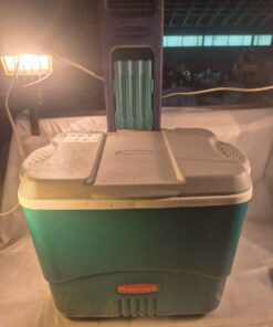 Green and White wheeled cooler