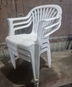 Qty 3 white patio chairs