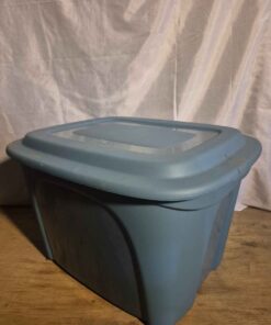 Blue storage tote with lid