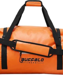 Buffalo Gear 60L Waterproof Dry Bag for Outdoor, Heavy Duty Duffel Bag for Kayaking, Boating, Fishing, Rafting, Camping Orange