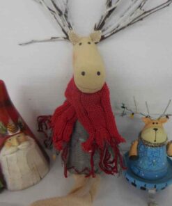 Wooden Santa, 2 Reindeer mantle pieces.