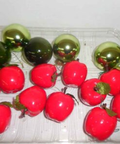 Box of Christmas balls, apples, qty, of pine cones, cord, 2 stands & more.
